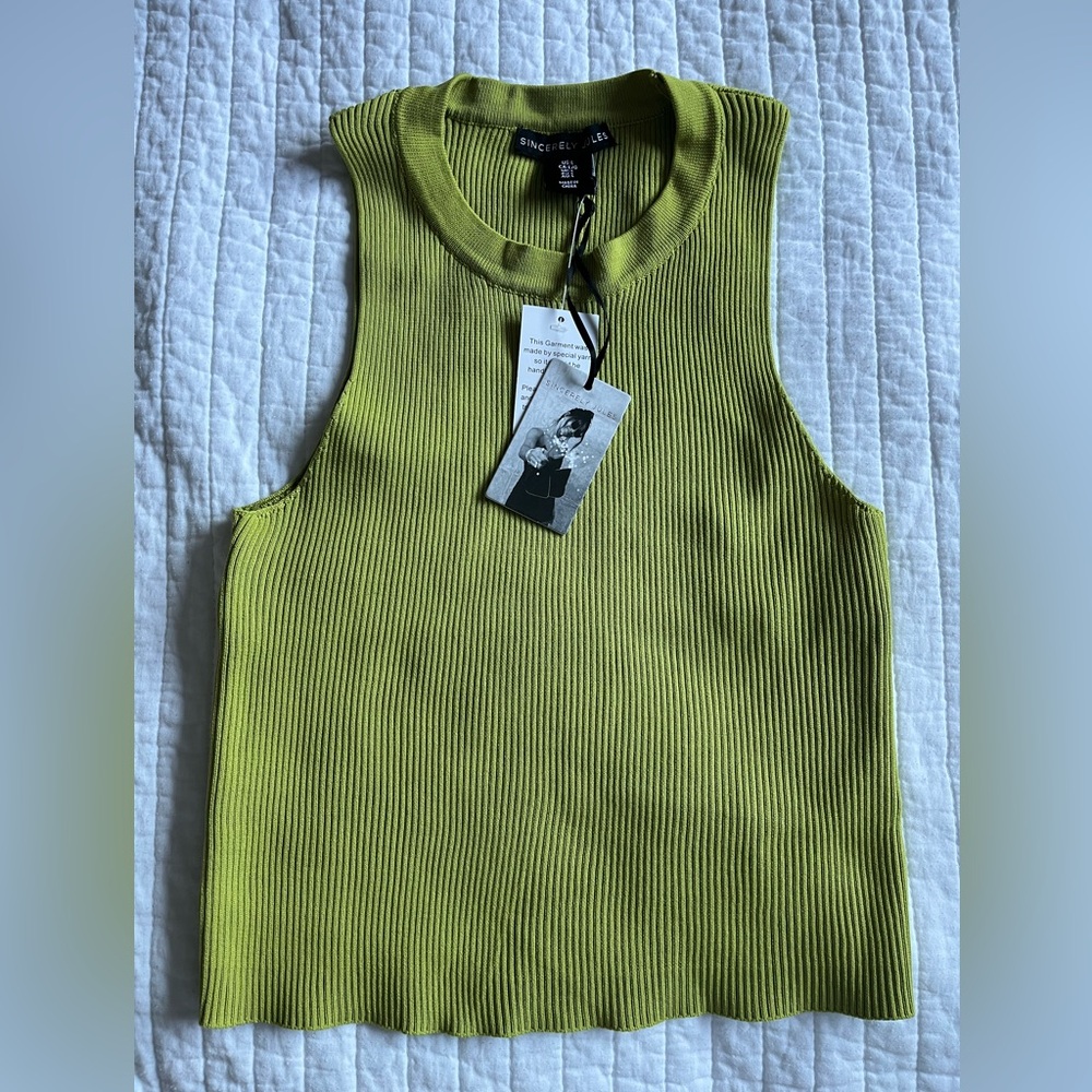 Sincerely Jules Vibrant Green Ribbed Tank Top